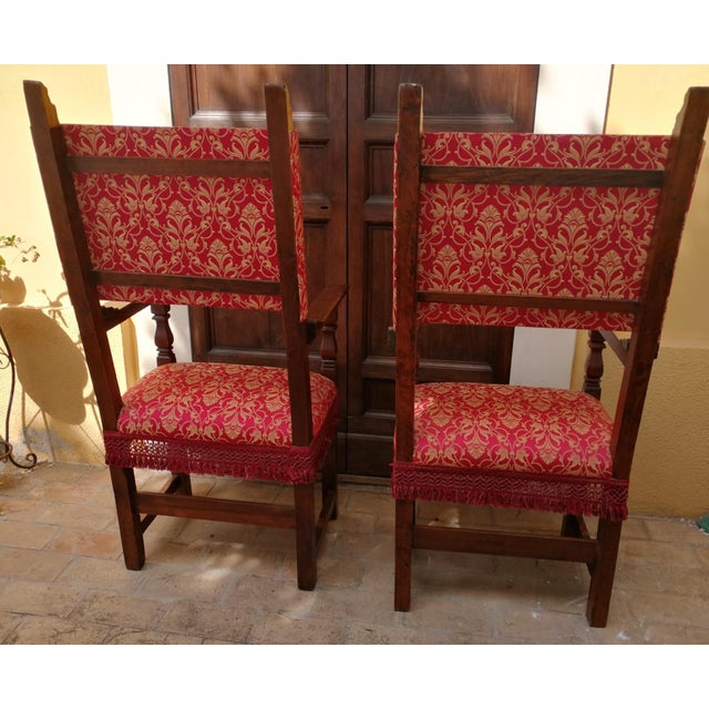 Wood Set of Italian Walnut High Chairs For Sale - Image 7 of 9