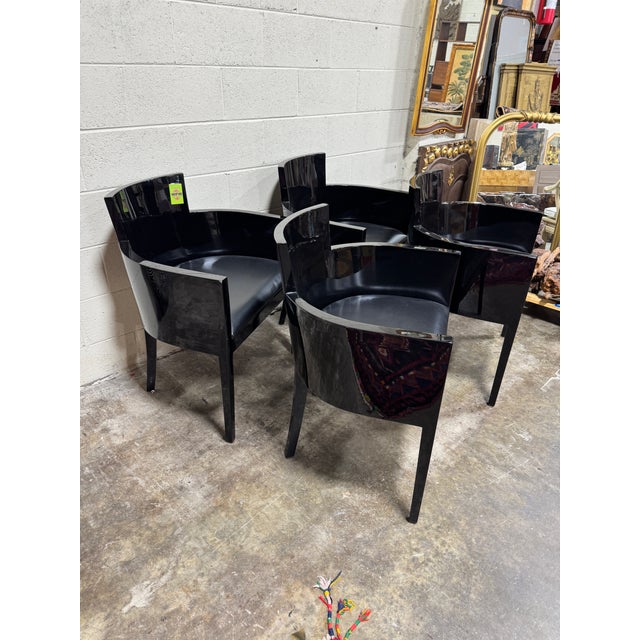 Contemporary Vintage Alden Parkes Contemporary Black Barrel Game Table Chairs - Set of 4 For Sale - Image 3 of 9