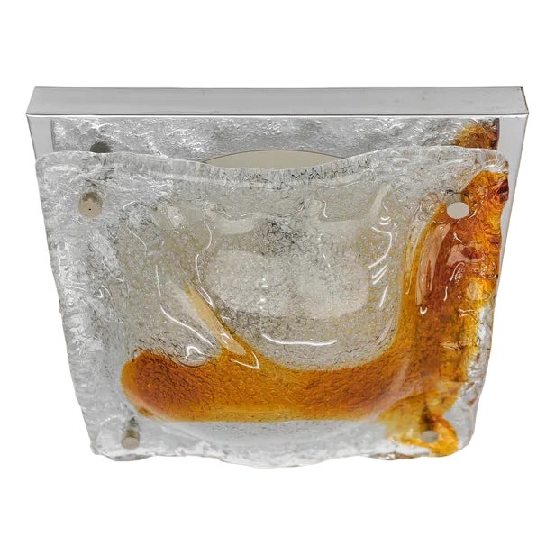 Orange Murano Glass Flush Mount Sconce, Italy, 1960s For Sale