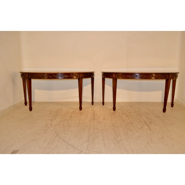 Pair of Early 19th Century English Mahogany Demilune Tables For Sale - Image 9 of 12