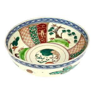 Antique Japanese Imari Bowl 9” Dia. Traditional Colors
