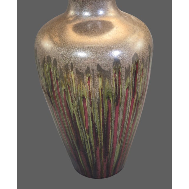 Vintage Mid-Century Modern Studio Art Drip Glazed Pottery 16'' Tall Vase For Sale - Image 6 of 10