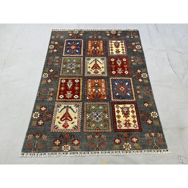 Gray Bakhtiari Persian Tree of Life Garden Panel Wool Rug, 4'11" X 6'6" For Sale - Image 4 of 12