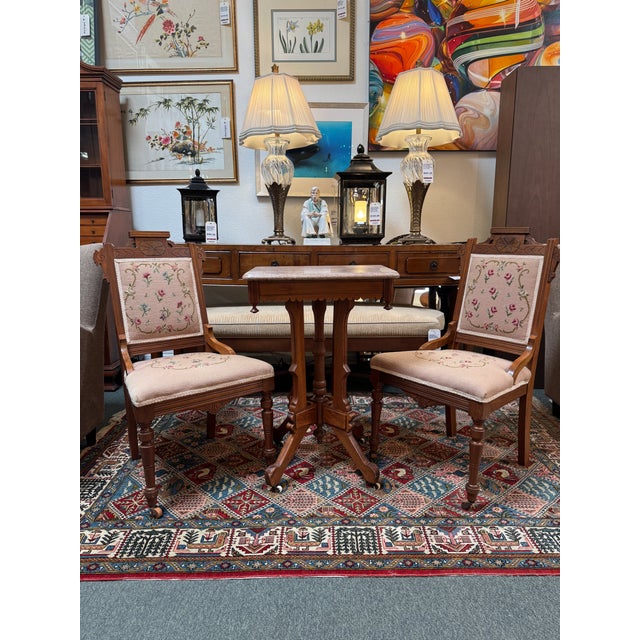 Victorian Eastlake Needlepoint Parlor Side Chairs, Pair For Sale - Image 13 of 13