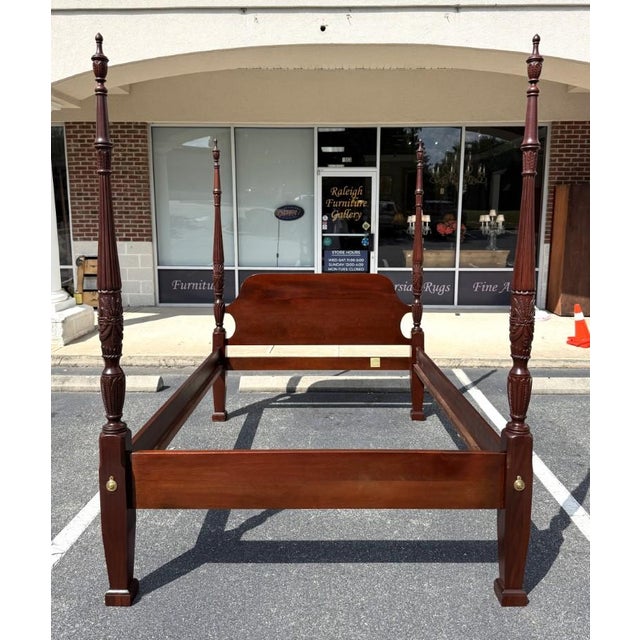 This Lexington Queen Size Mahogany Poster Bed Frame features a rich traditional finish with beautifully carved rice posts,...