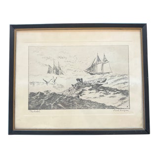 Early 20th Century Lionel Barrymore Etching Nantucket, Framed For Sale