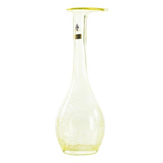 Tall Vintage Crystal Vase in Straw-Yellow with Bulbous Body, Austria, 1950s For Sale