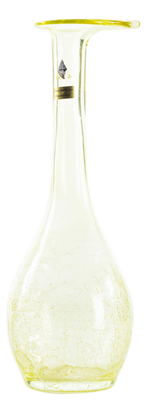 Tall Vintage Crystal Vase in Straw-Yellow with Bulbous Body, Austria, 1950s