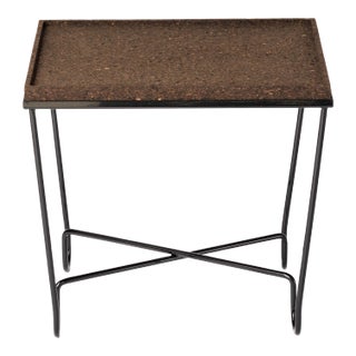 Black Lacquered Steel Side Table With Burnt Cork Top For Sale