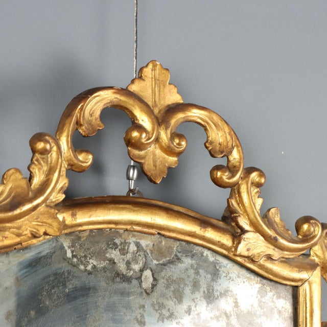 Carved and Gilded Wood Mirror, Italy, 19th Century For Sale - Image 3 of 11