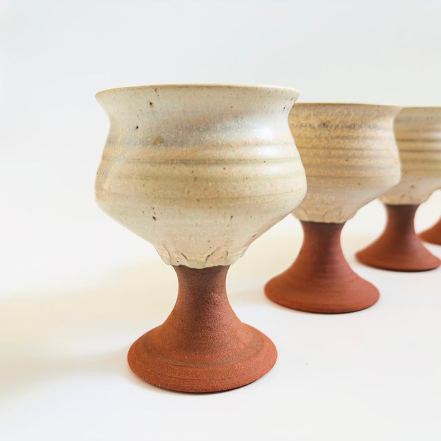 Late 20th Century Studio Pottery Goblets - Set of 4 For Sale - Image 5 of 13
