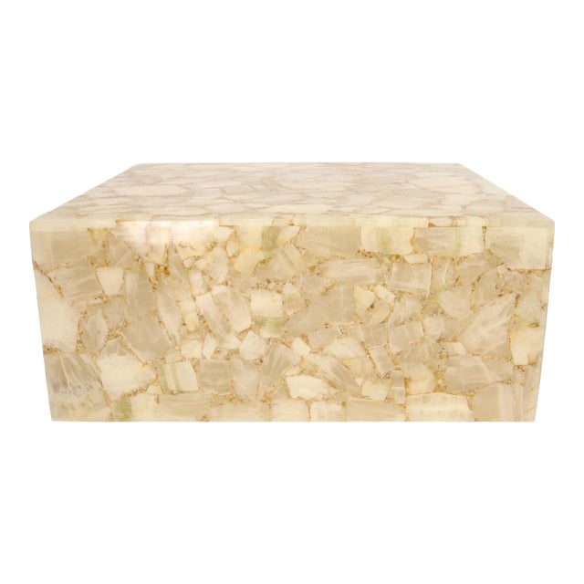 Onyx and Resin Square Cube Shape Mid-Century Modern Coffee Table For Sale