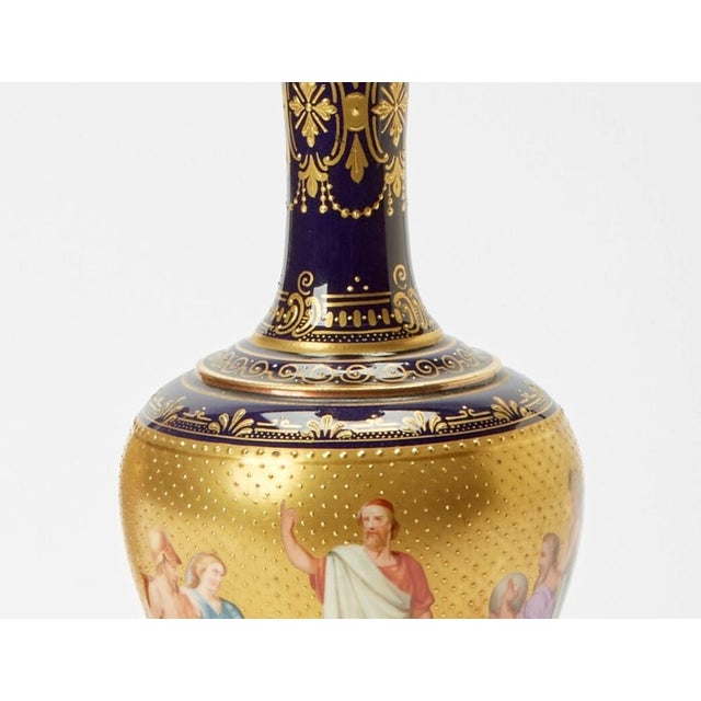 Metal Antique Austrian Porcelain Gilt / Cobalt Blue-Ground Decorative Vase, Circa 1915 For Sale - Image 7 of 10
