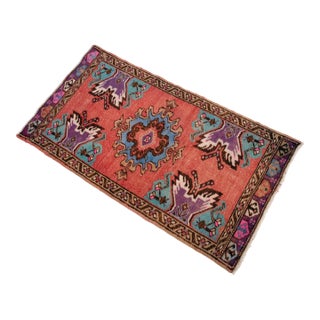 Hand Knotted Door Mat, Entryway Rug, Bath Mat, Kitchen Decor, Small Rug, Turkish Rug - 1′8″ × 3′1″ For Sale