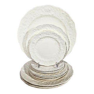 Sculpted Rosebud China- Set of Twelve For Sale