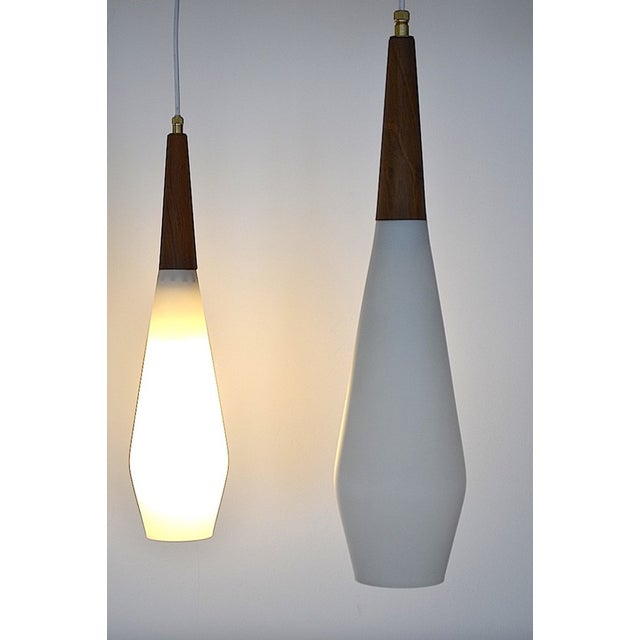 Bauhaus Scandinavian Opaline Glass Pendant Lamp, 1960s For Sale - Image 3 of 13