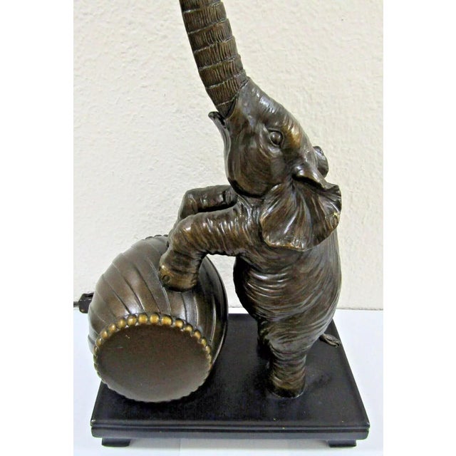 Bronze Austin Standing Elephant on Barrel Table Lamp 2007 For Sale - Image 8 of 12