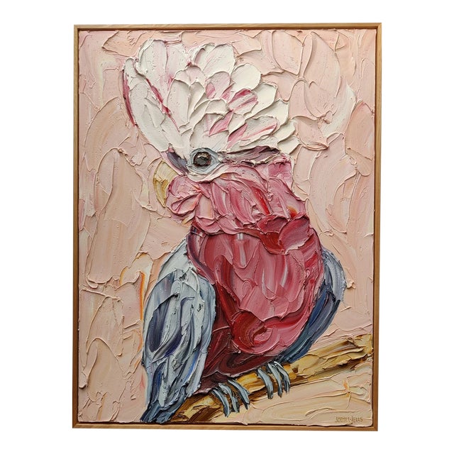 Jodie Wells Galah on Blushing Peach, 2022 Painting Oil on Canvas For Sale