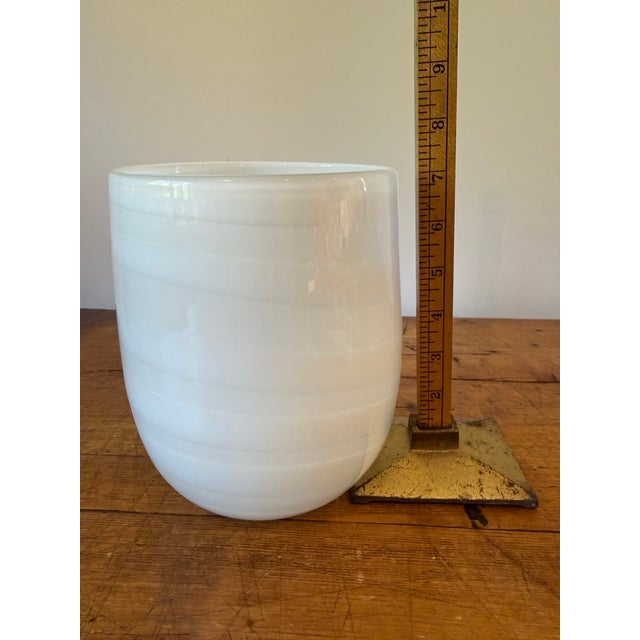 Handblown White & Cream Large Swirled Vase For Sale In Portland, OR - Image 6 of 7