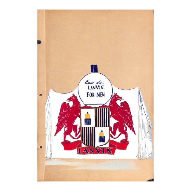 Lanvin of Paris Original Circa 1950s Advertising Watercolor Artwork For Sale