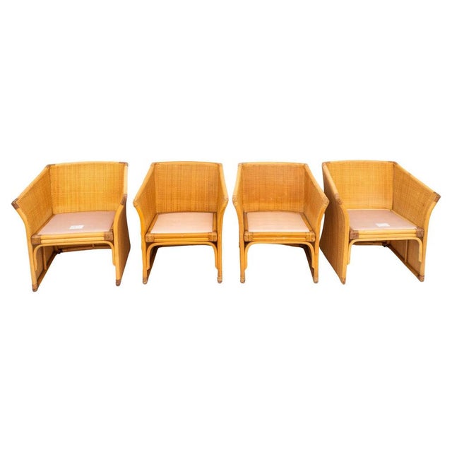 Vintage Wicker Armchairs by Maxalto, 1970s, Set of 4 For Sale - Image 10 of 10