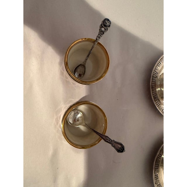 Metal Early 20th Century Lenox Demitasse Cups in Sterling Holders With Pair of Lenox Salt Servers in Sterling Holders - 12 pcs For Sale - Image 7 of 7