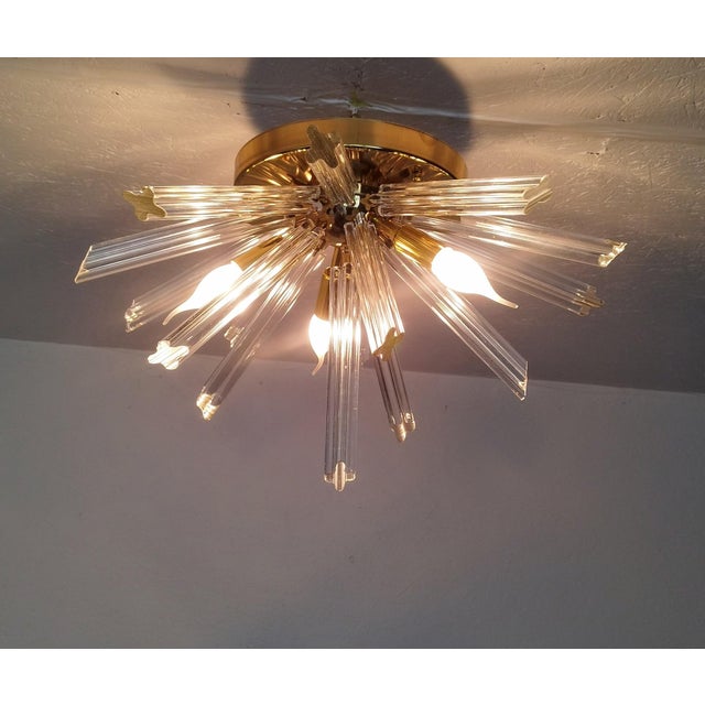 Vintage Italian Murano Style Starbust Flush Mount Chandelier For Sale - Image 6 of 12