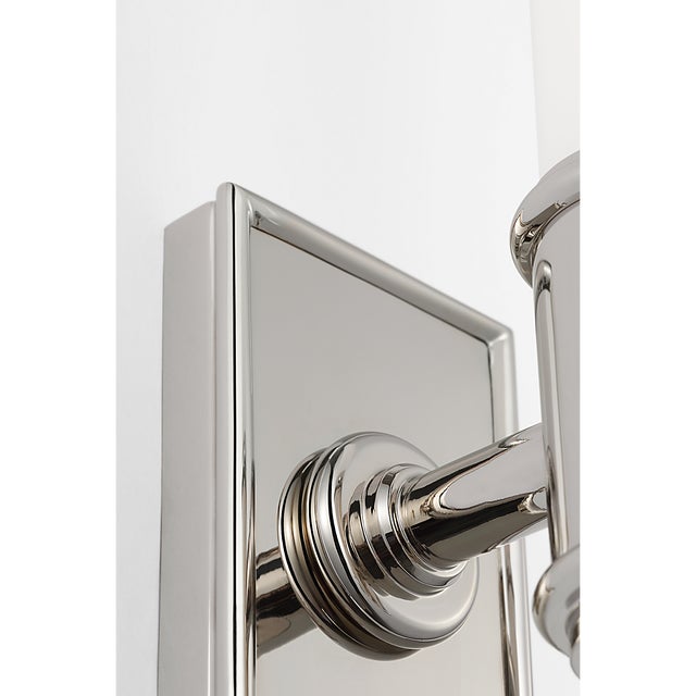 Traditional Chapman & Myers for Visual Comfort Signature Owen 14" Single Bath Light in Polished Nickel with White Glass For Sale - Image 3 of 9