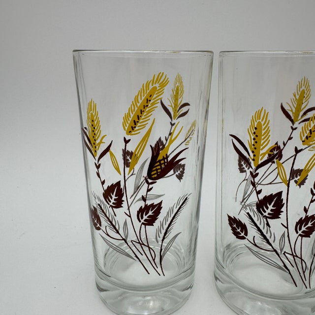 Mid-Century Modern Vintage Autumn Harvest Highball Glass 22k Gold Rim 10 Oz by Taylor Smith Taylor - Set of 4 For Sale - Image 3 of 8