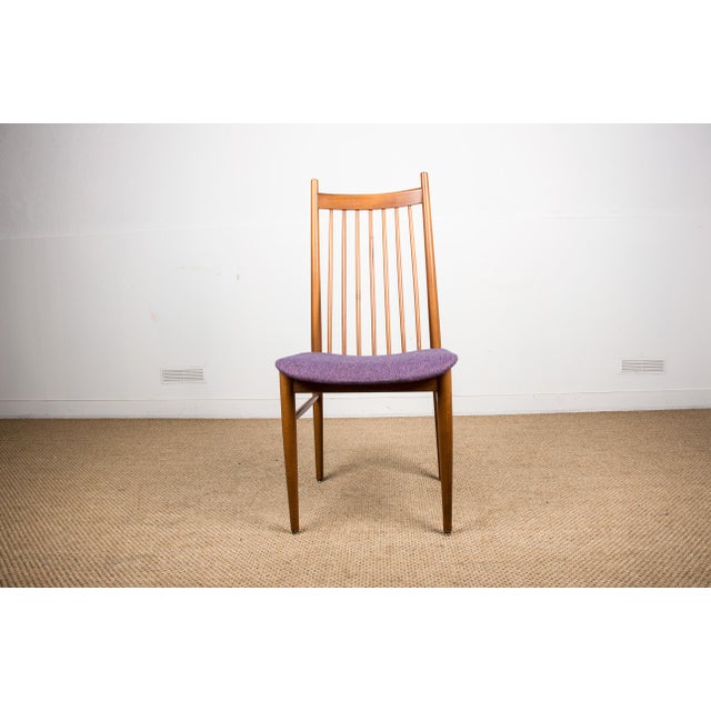 Large Danish Teak and Fabric Dining Chairs in the style of Arne Vodder, 1960s, Set of 4 For Sale - Image 12 of 13