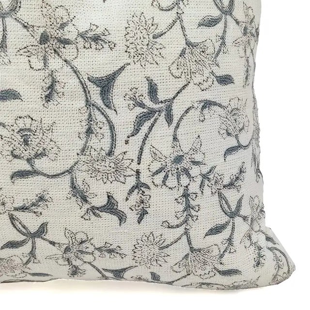 Fabdivine Handmade Block Printed Cushion Cover 18x18 Inch Off-White Linen-Jal Dhara For Sale - Image 4 of 4
