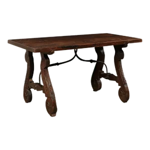 18th Century Spanish Walnut Stretcher Table