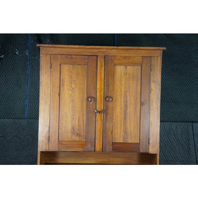 Late 19th Century Rare Primitive Antique American Farmhouse Oak Dry Sink Stepback Hutch Cupboard For Sale - Image 6 of 18