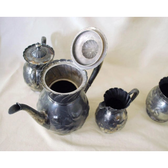 Antique Victorian Silver Plate Tea Service - Set of Four For Sale In Saint Louis - Image 6 of 11