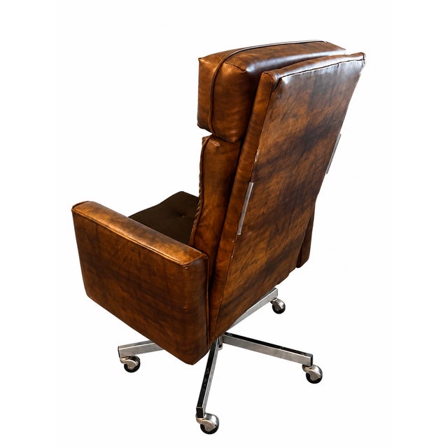 1970s 1970s Eck-Adams Brown Tufted High-Back Executive Office Chair For Sale - Image 5 of 17