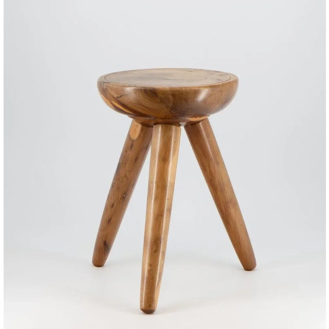 1960s Mid-Century Yew Low Table Stool in the style of Charlotte Perriand, 1960s For Sale - Image 5 of 11