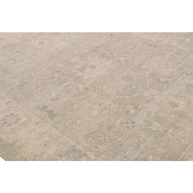 2010s Rug & Kilim’s Oushak Style Rug in Gray and Beige With All Over Floral Pattern For Sale - Image 5 of 7