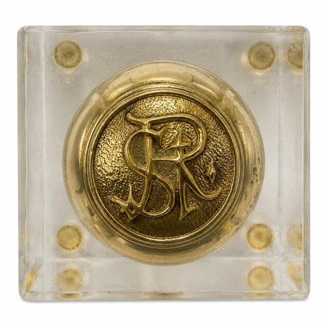 Metal Vintage St. Regis Hotel Nyc Brass Door Knob in Lucite Plexi For Sale - Image 7 of 12