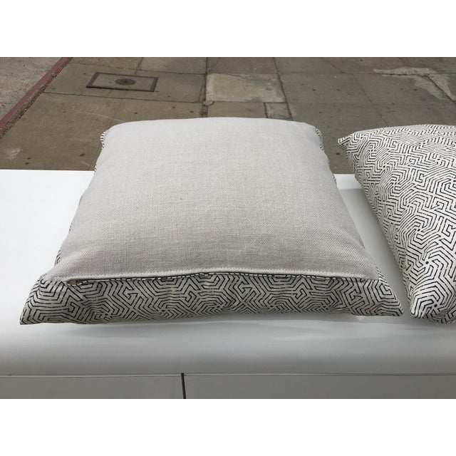 Custom Cream Linen Navy Geometric Design Pillows A Pair Chairish