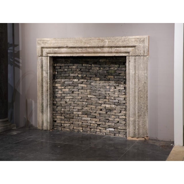 Stone Antique Italian Limestone Fireplace Mantel with Bolection Profile, 1600s For Sale - Image 7 of 17