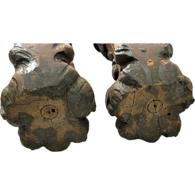 Pair of Carved Wooden Architectural Fragments For Sale - Image 9 of 10