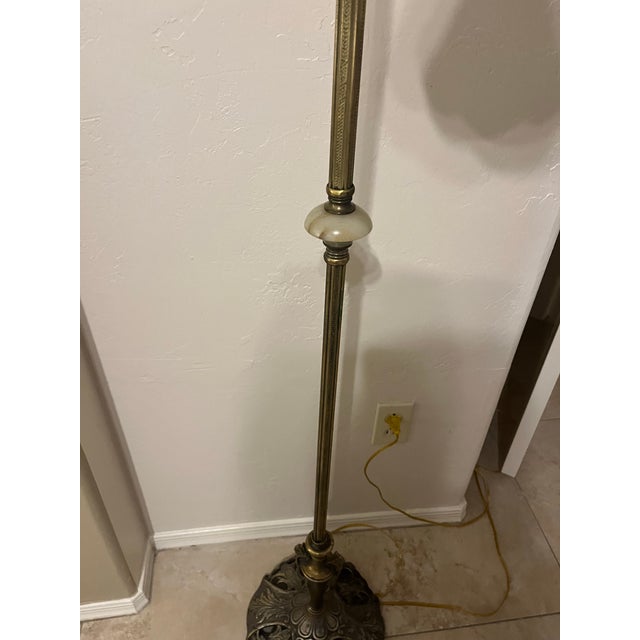 Mid 20th Century Gorgeous Vintage Tiffany-Style Bridge Arm Floor Lamp For Sale - Image 4 of 12
