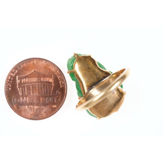 Metal sz7 Antique Chinese 18k gold Jadeite ring For Sale - Image 7 of 7