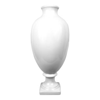 1980s Neo Classical Revival Pure White Porcelain Vase For Sale