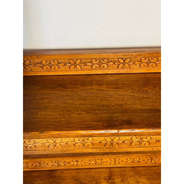 Antique American Arts and Crafts Carved Book Shelving Rack Etagere For Sale In Miami - Image 6 of 9