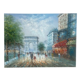 Late 20th Century Caroline Burnett City Painting For Sale