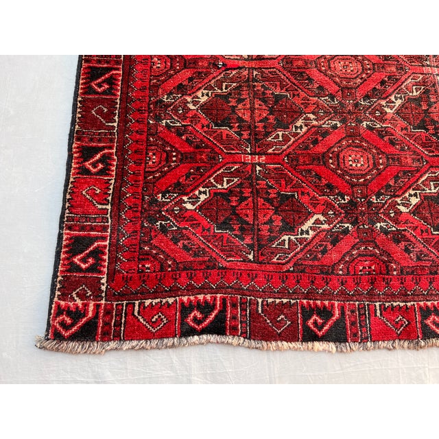 Vintage Afghan Bashiri Turkmen Ikat-Lattice Rug - 7'0" X 4'2" For Sale - Image 9 of 14