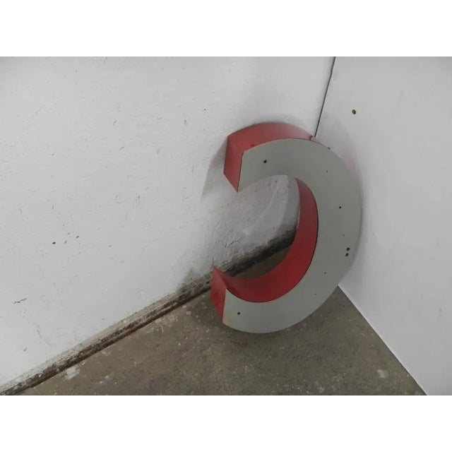 Letter C in Red Plastic, 1970s, in Good conditions. Designed 1970 to 1979