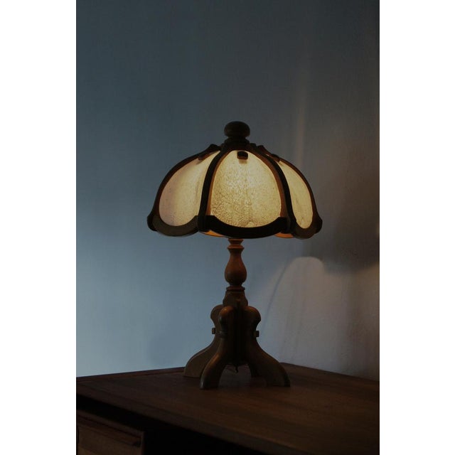 Wooden Table & Glass Lamp from Asmuth Leuchten For Sale - Image 5 of 8