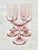 Vintage set of wine glasses. Pinkish/purple coloring. Set of 5. Perfect to use this spring. These are pre-owned items so...